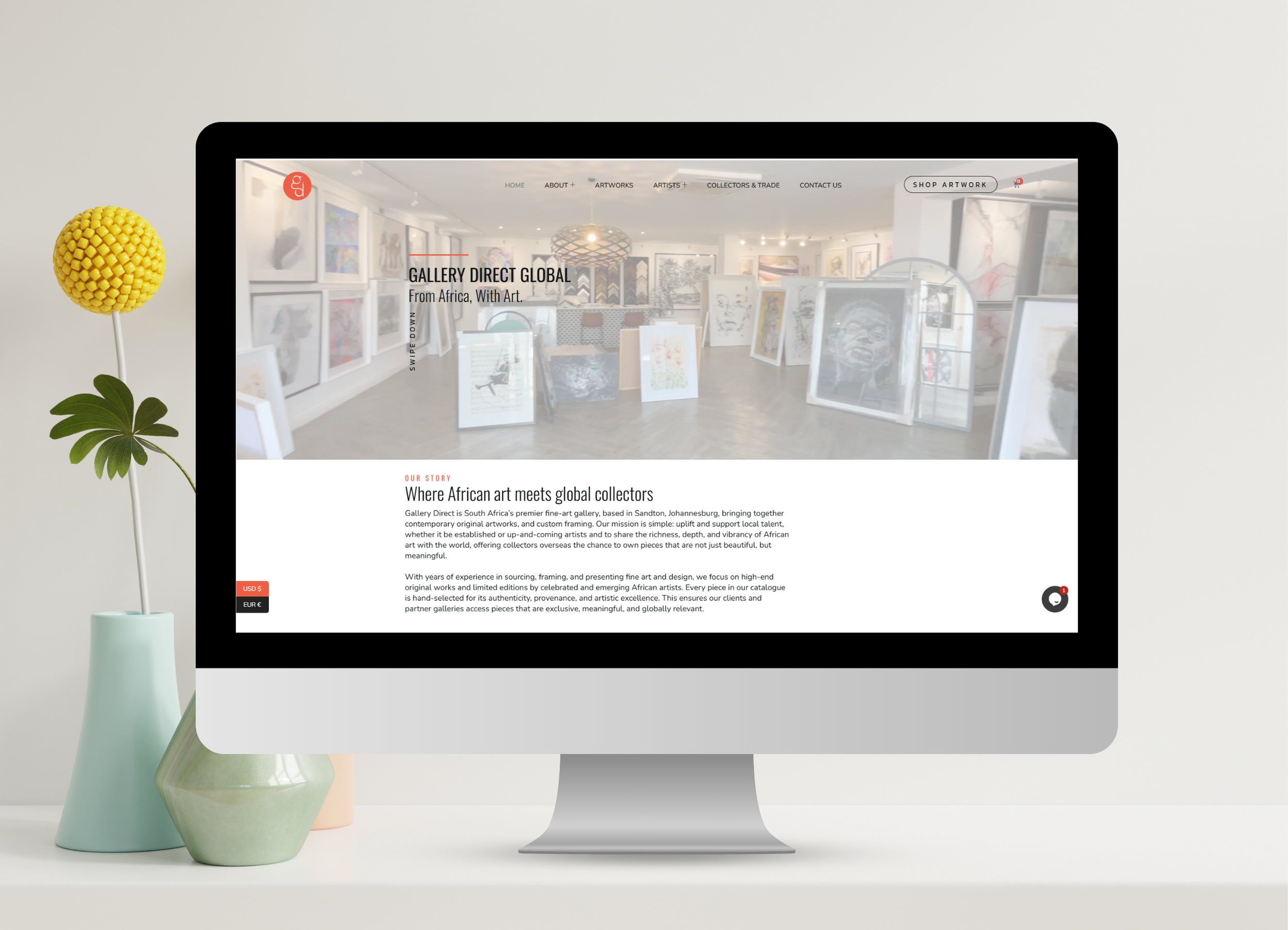 Gallery direct website mockup